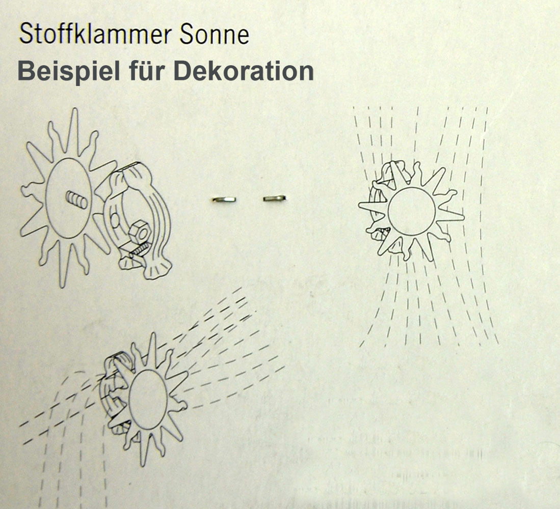 Stoffklammern Sonne Metall silber 85 mm 