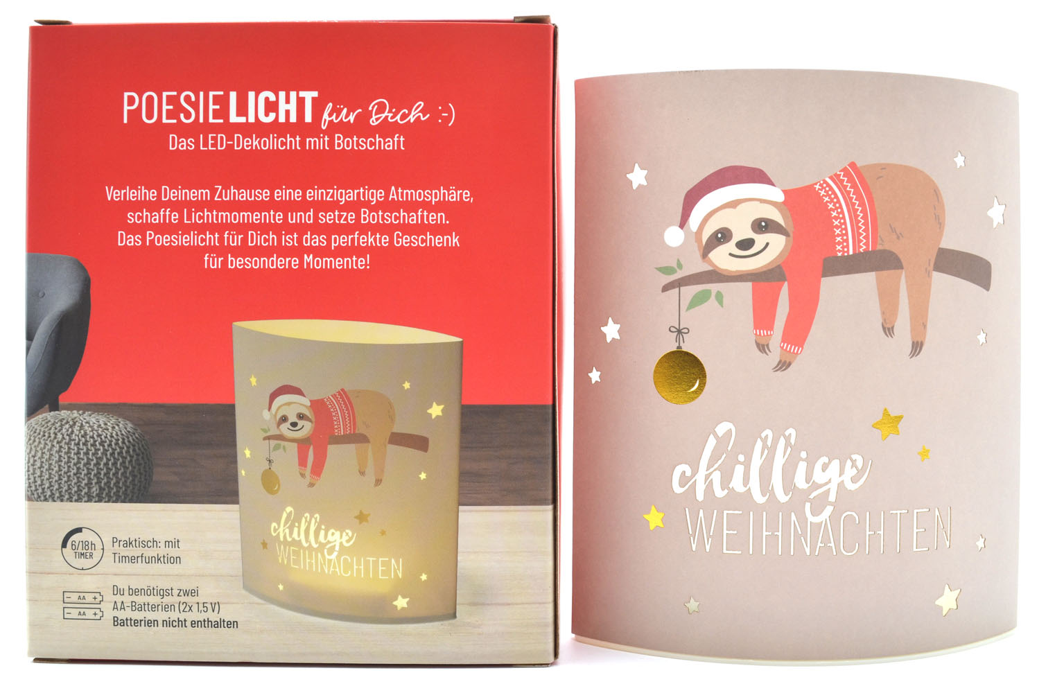 LED-Laterne Poesielicht Chiller zum Stehen oder Hängen mit Timer 16x13,x5 cm 