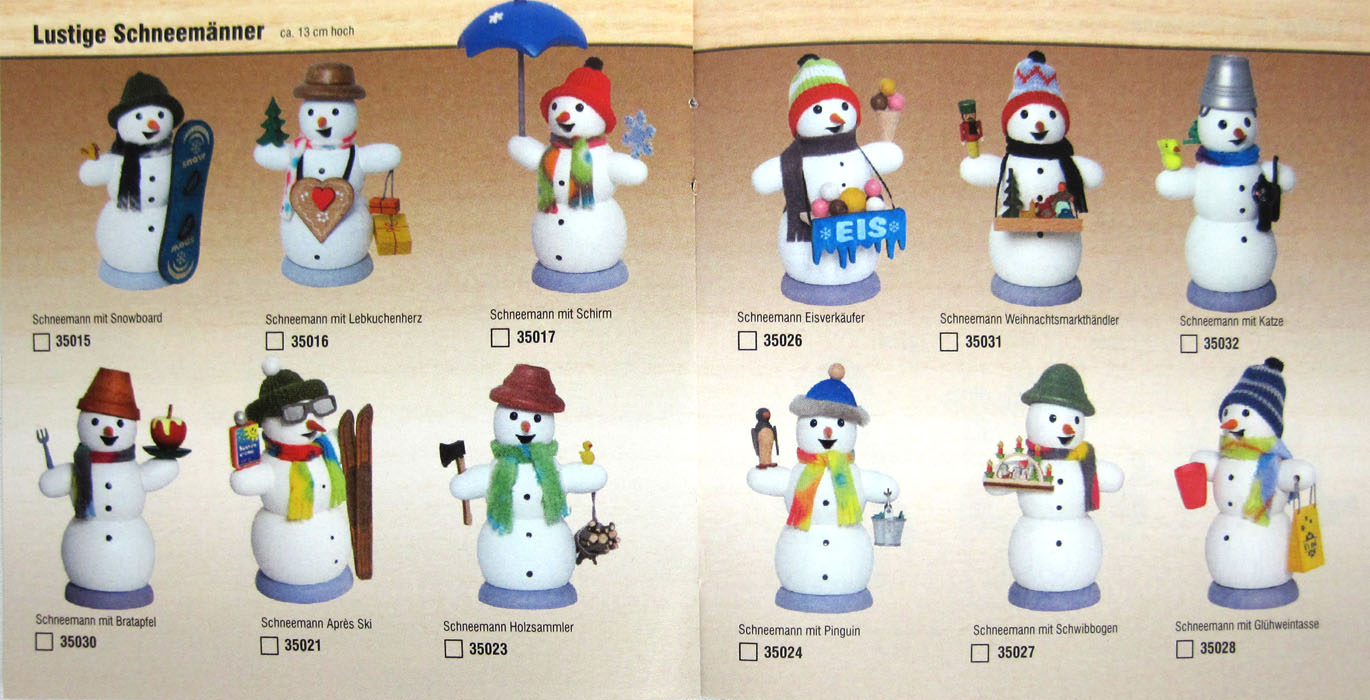 Räuchermann-Schneemann mit Herzen, Holz farbig ca. 13 cm