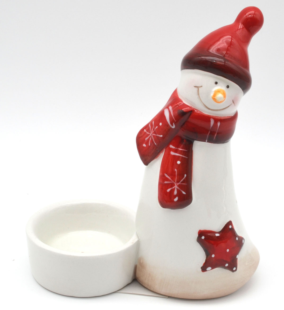 Keramik-Teelichthalter Schneemann Frosti 13,5 cm