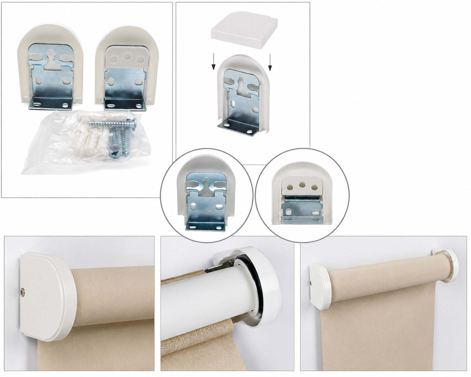 Montageset für SB Rollo für Welle 25mm Weiß