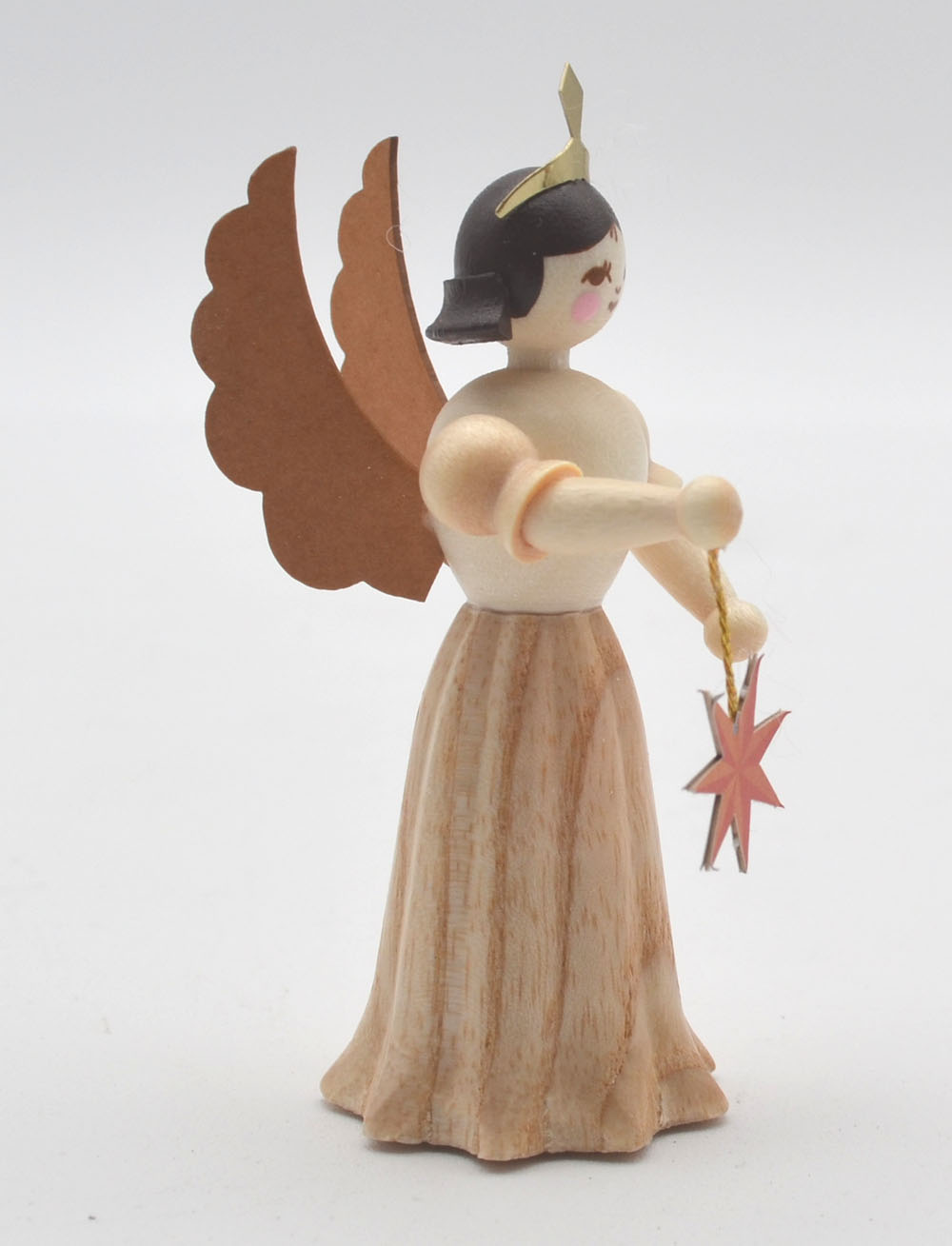 Engel Langrock mit Adventsstern Natur 7 cm Konzertengel 