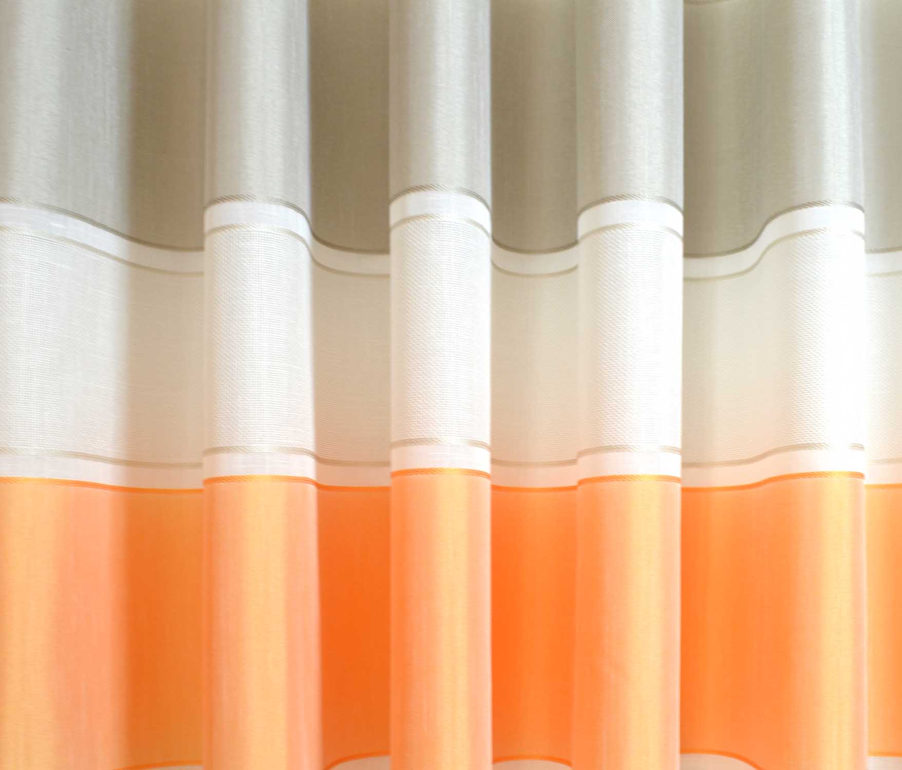 1 Seitenschal quer gerstreift orange-hellgraubraun-weiss 50 x 170 (BxH)