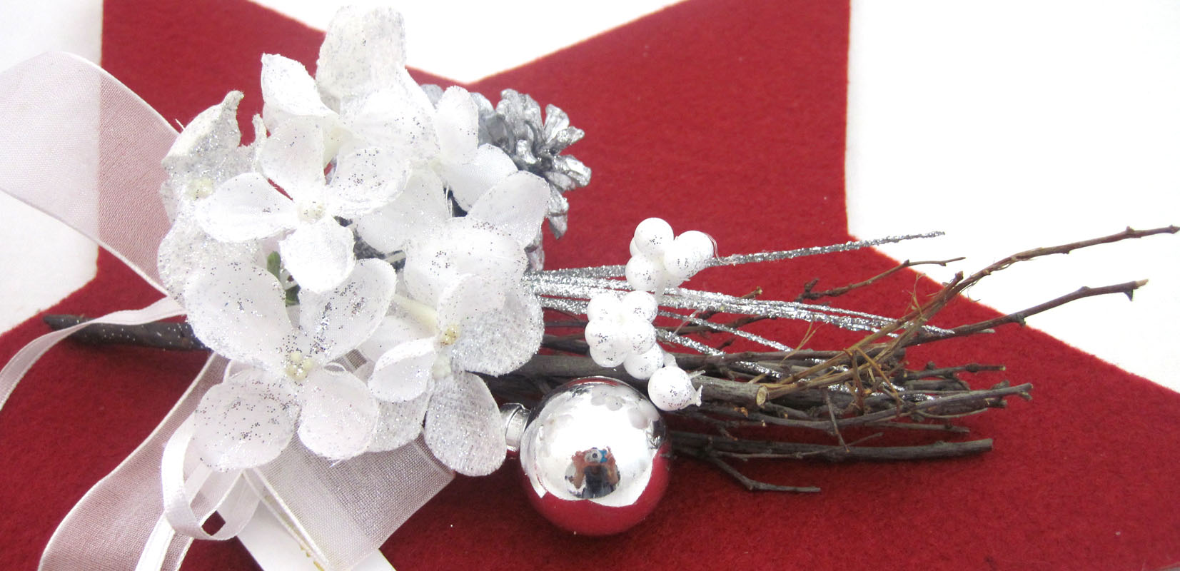 Winterliche Tischdekoration "Natur" weiß ca. 20 cm