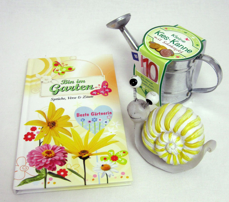 geschenk-set_garten_gieskanne_schnecked1 Geschenk-Set Gärtnerin - Buch, Schoko-Gieskanne, Schnecke