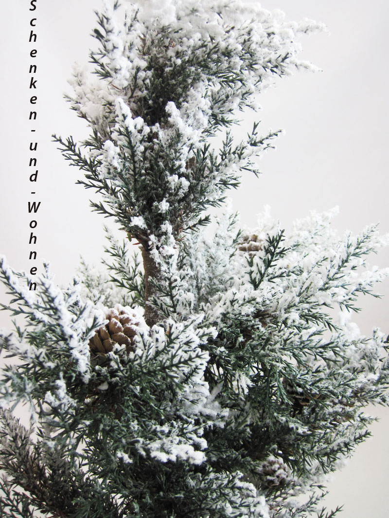 Dekorative Deko-Tanne mit kleinen Zapfen verschneit, grün-weiß ca.50 x 100 cm