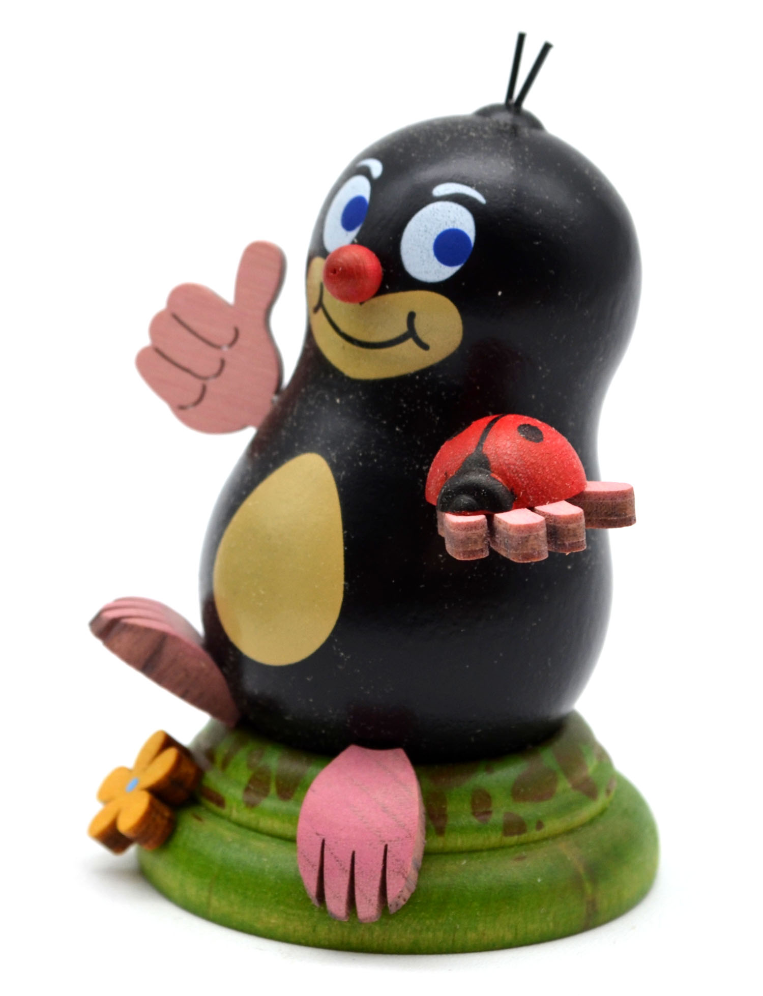 Maulwurf "Michel" mit Marienkäfer ca. 7 cm hoch