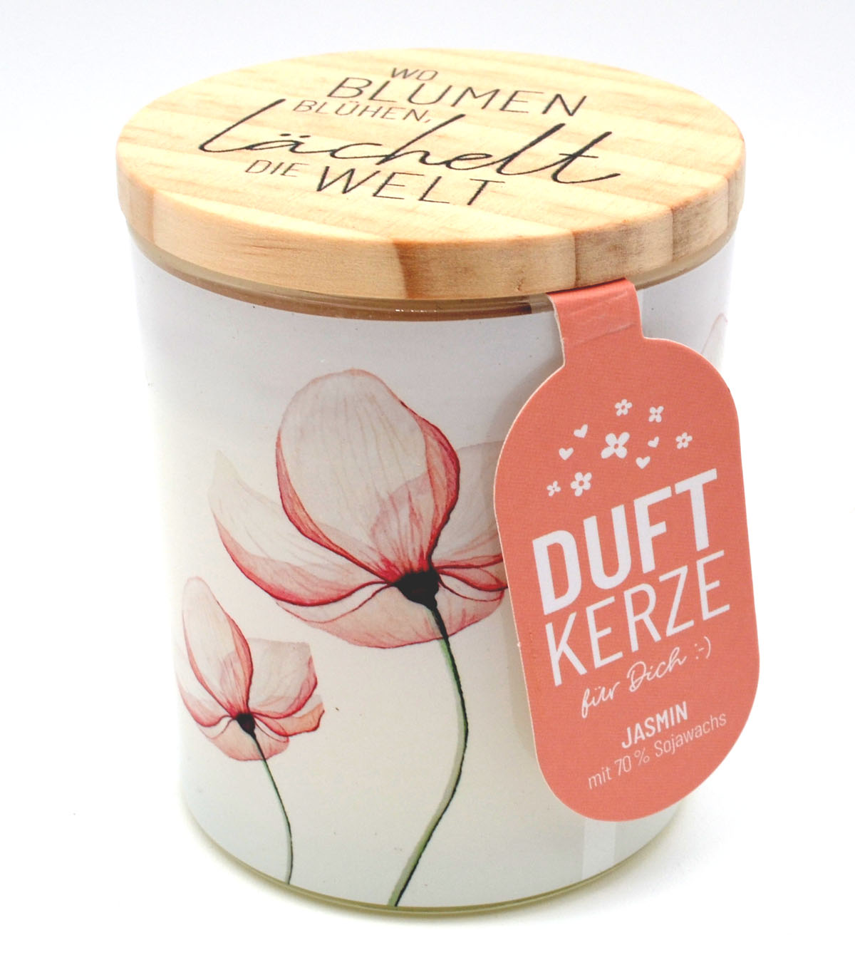 Duftkerze Jasmin „Wo Blumen blühen“ Blüte 30 Std. Brenndauer 8,5 cm
