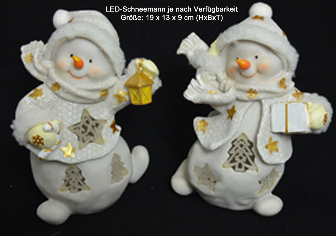 Weihnachtspräsent fertig verpackt Poly-Schneemann mit LED