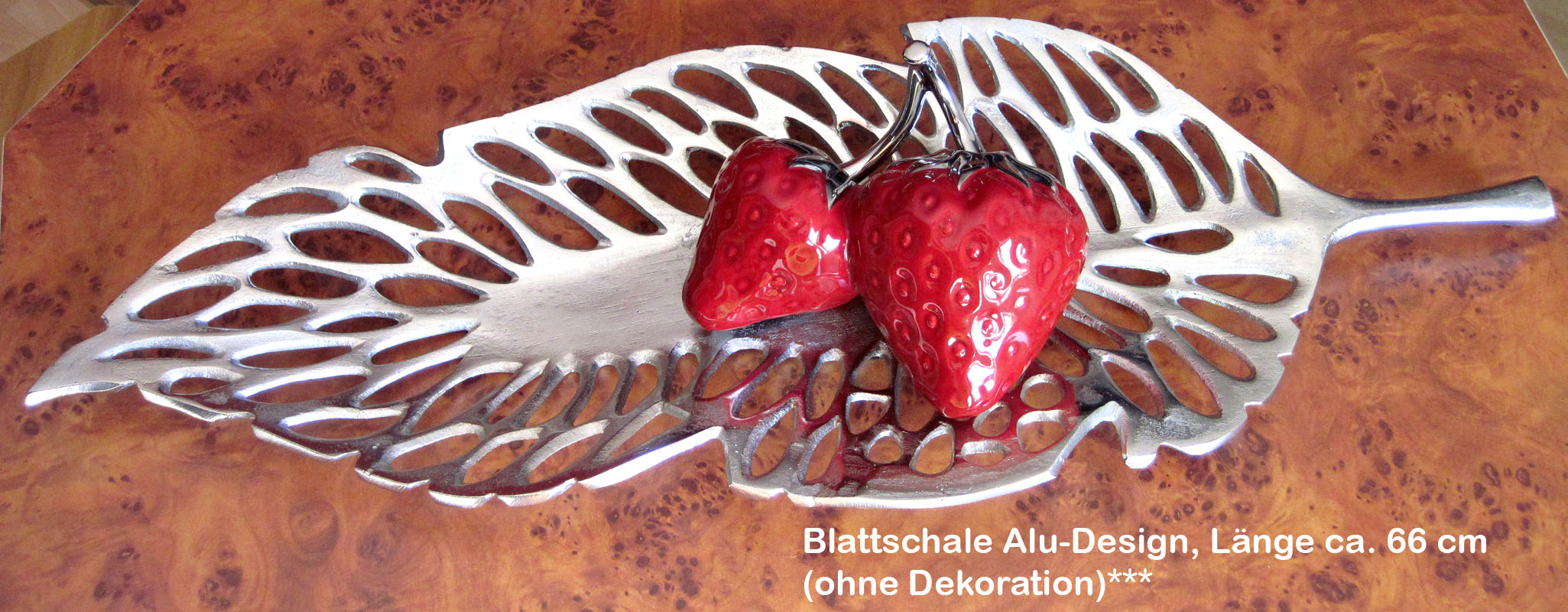 Moderne Deko - Blattschale Alu Design silber ca. 66 cm