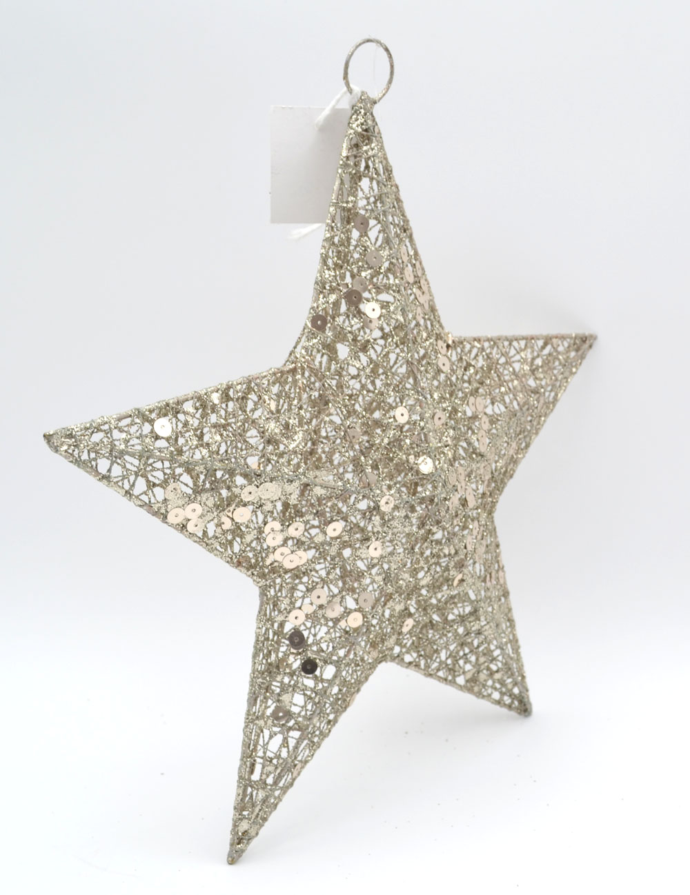 Deko-Stern champagner mit Glitter und Pailletten 30 cm (Länge zwischen zwei Sternspitzen) 