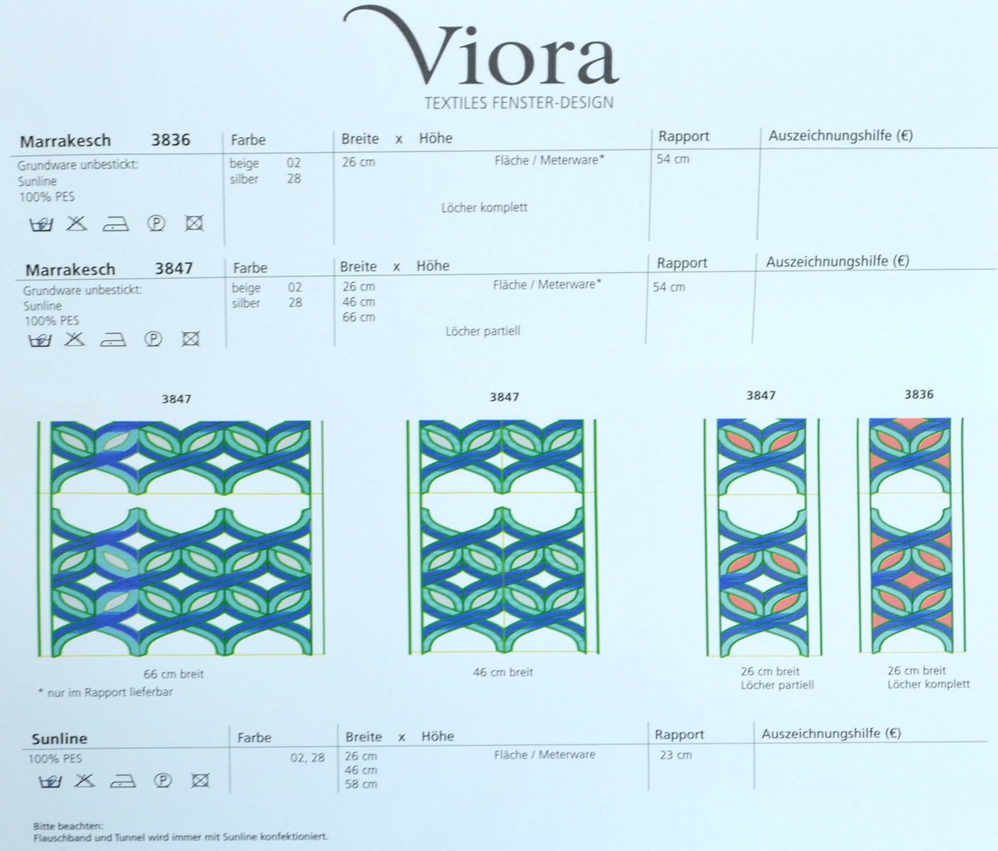 Marakesch Fläche unbestickt Meterware in Rapporten 54 cm 3836 silber 26 cm breit 