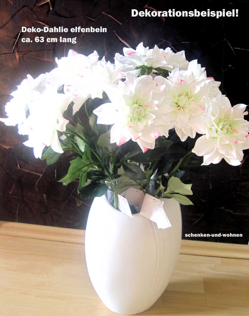 1 künstliche Deko - Dahlie elfenbein, ca. 63 cm Gesamtlänge