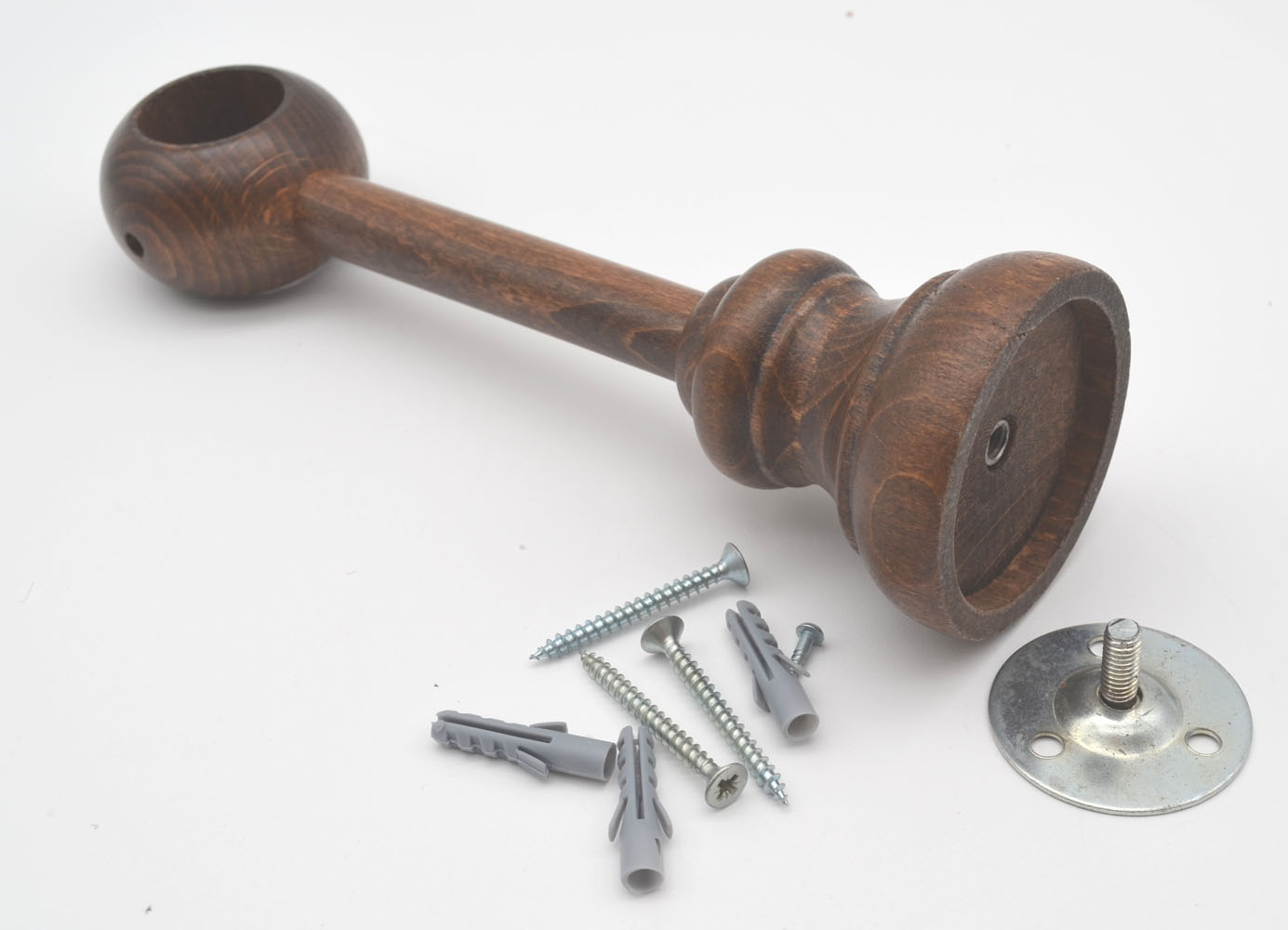 1 Wandträger für Stilgarnituren Ø 28 mm Holz Nussbaum WA 18,5 cm kürzbar 