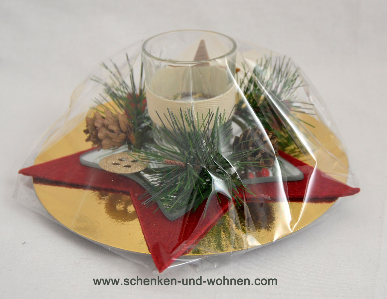 Weihnachtspräsent fertig verpackt Windlichtglas