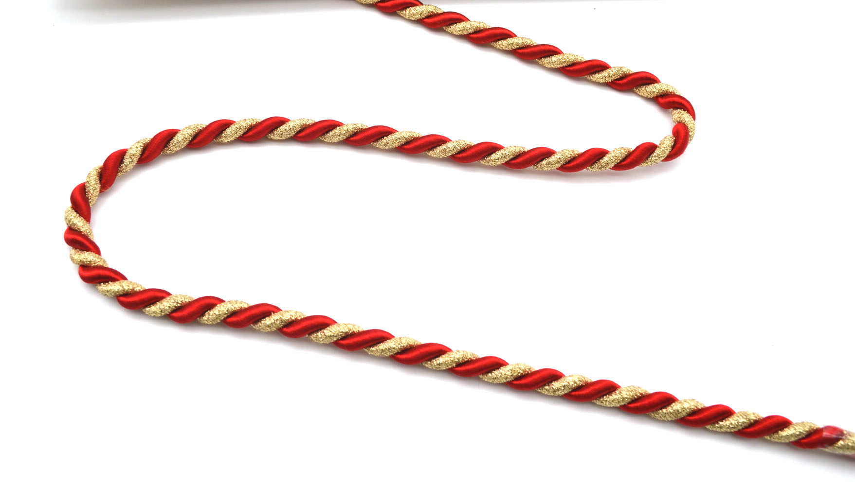 1 Meter Gedrehte Kordel – 7 mm – Rot & Goldlurex (2-farbig)