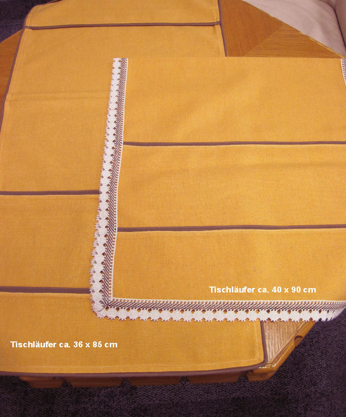 Tischläufer Orange - Braun Borteneinfassung, ca. 40 x 90 cm B/L