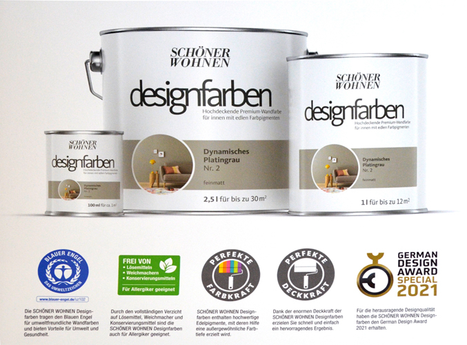 designfarben_auszeichnungen_1_1 Designfarbe Zeitloses Vulkangrau Nr. 3 2,5 l