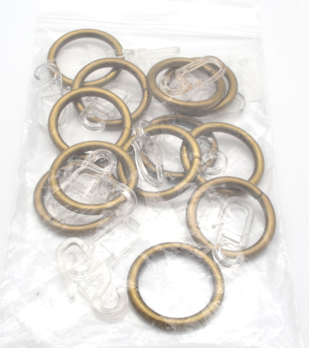6 Stück Gardinenringe messing antik für Stil 16-20 mit FH