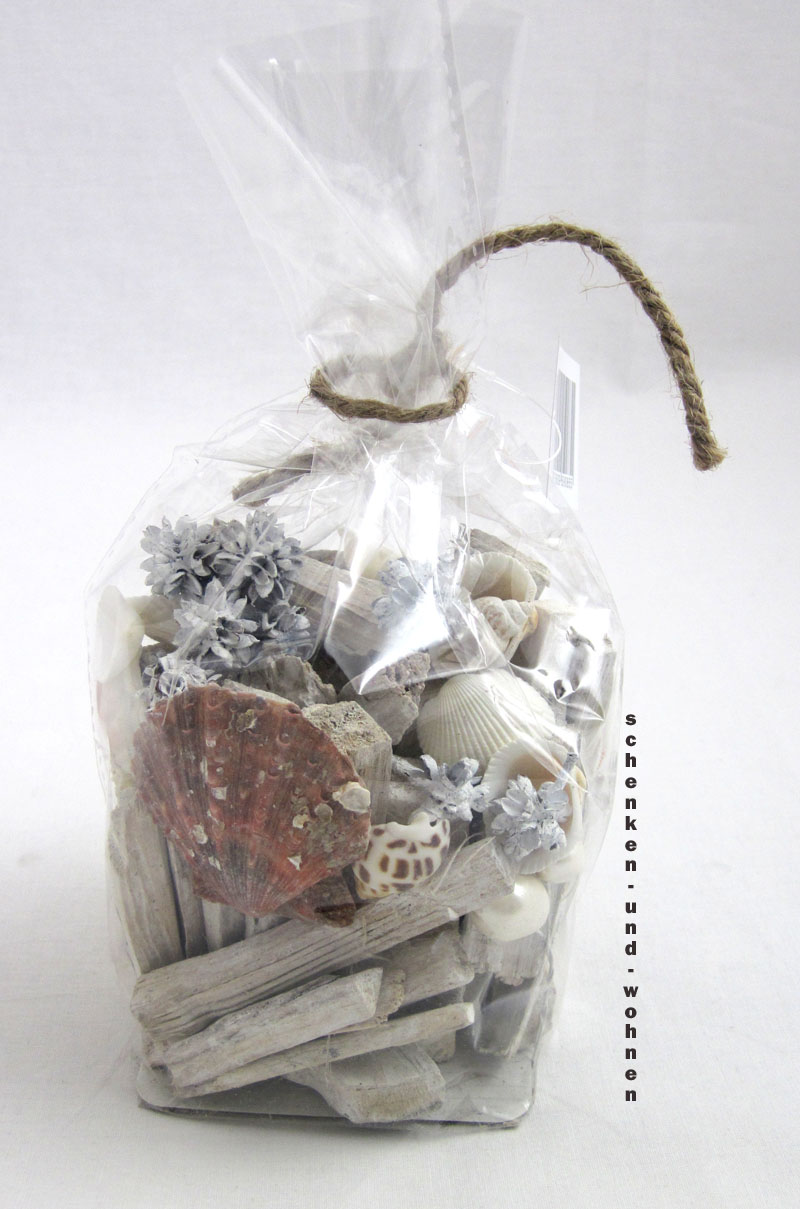 Dekobeutel Muscheln natur - maritime Dekoration gemischt