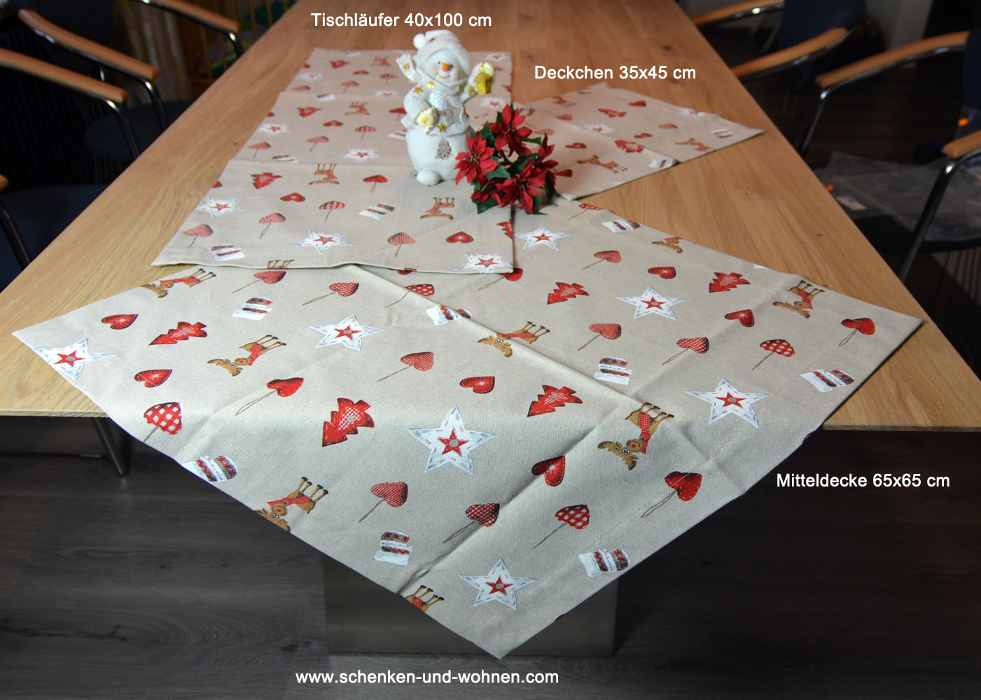 Platzdeckchen Läufer 35 x 45 cm Herzanhänger mit Elch