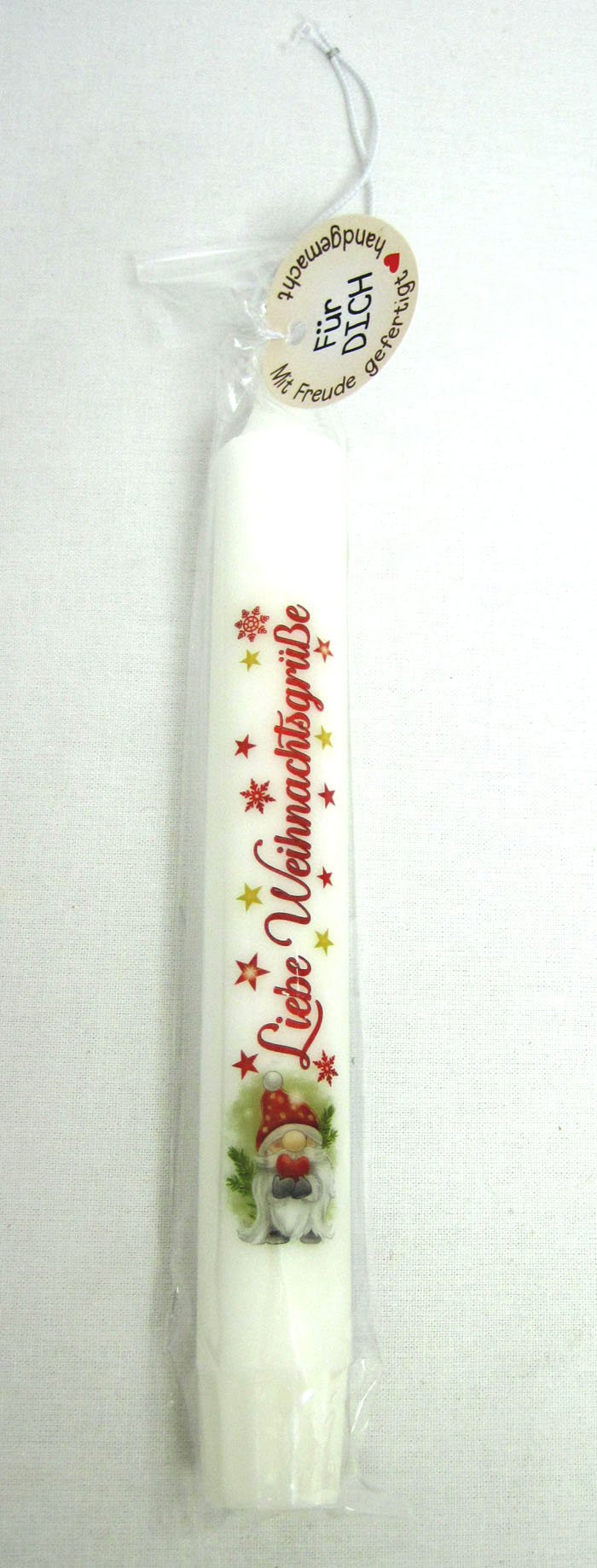 1 Stabkerze "Liebe Weihnachtsgrüße" Höhe 19 cm