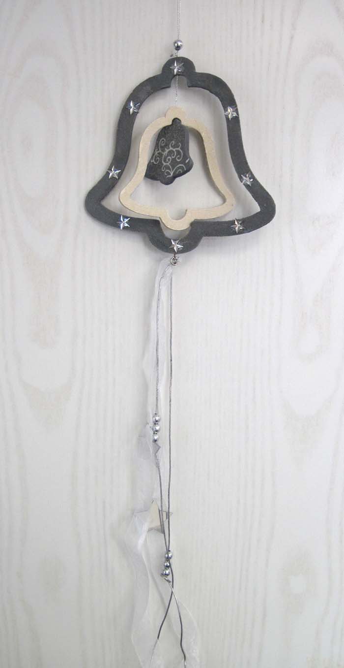 Deko-Hänger Glocke mit Deko-Band und Sternapplikation ca. 80cm lang
