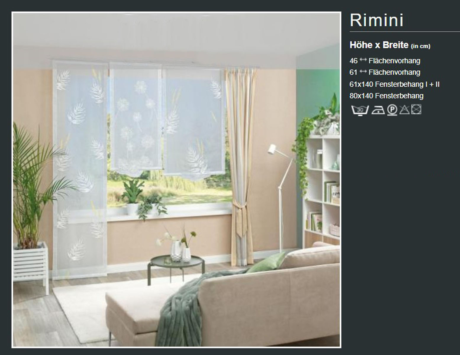Fensterbehang "Rimini" bestickt Fb.03 Gold 80 x 140 cm BxH mittig 