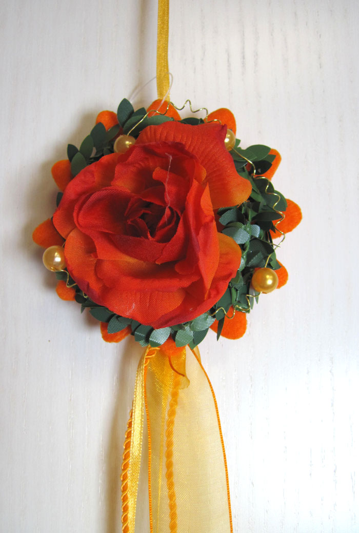 Deko-Hänger Rose mit Band- Applikationen ca. 75 cm lang