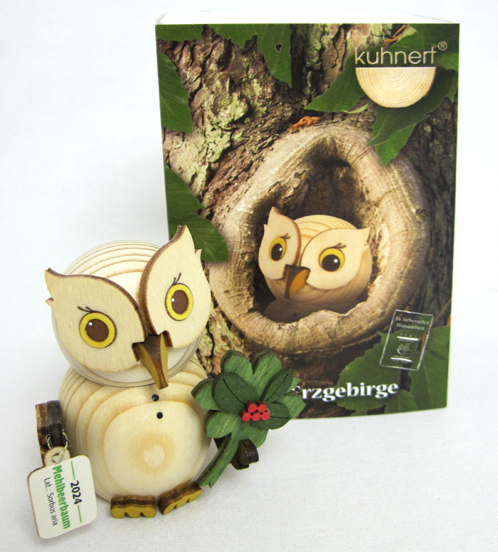 Kuhnert-Mini-Jahreseule Mehlbeere - Holzfigur Neuheit 2024 ca. 7 cm