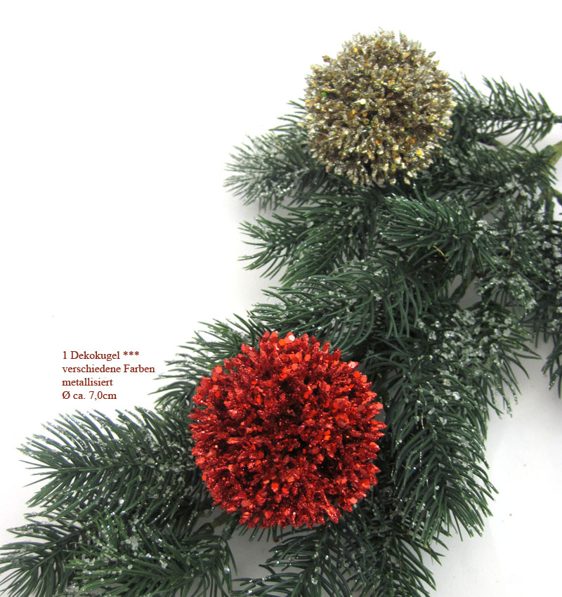 1 Dekokugel metallisiert mit Pailetten rot ca. 7 cm
