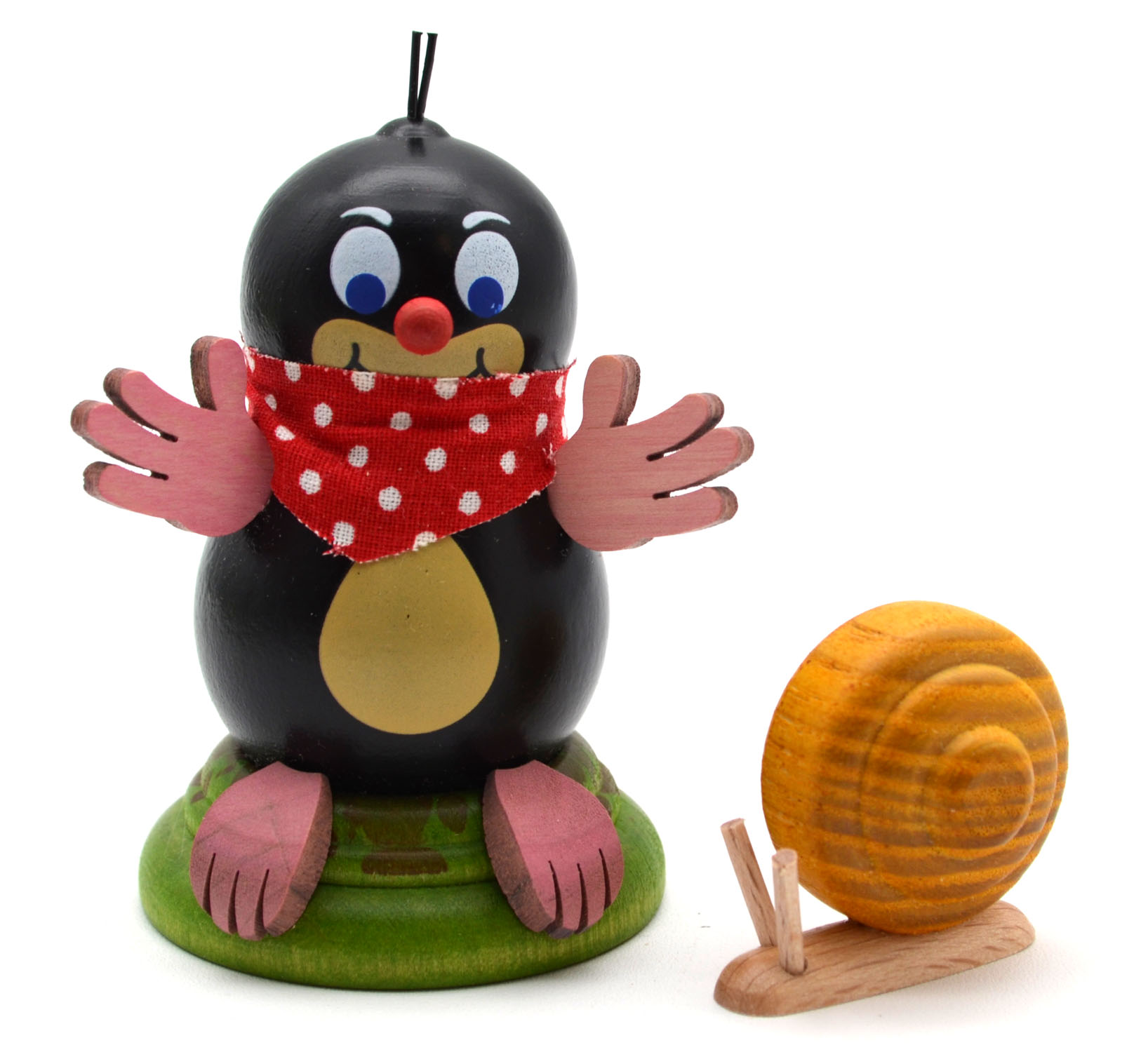 Maulwurf "Otto" mit Schnecke ca. 7 cm hoch 