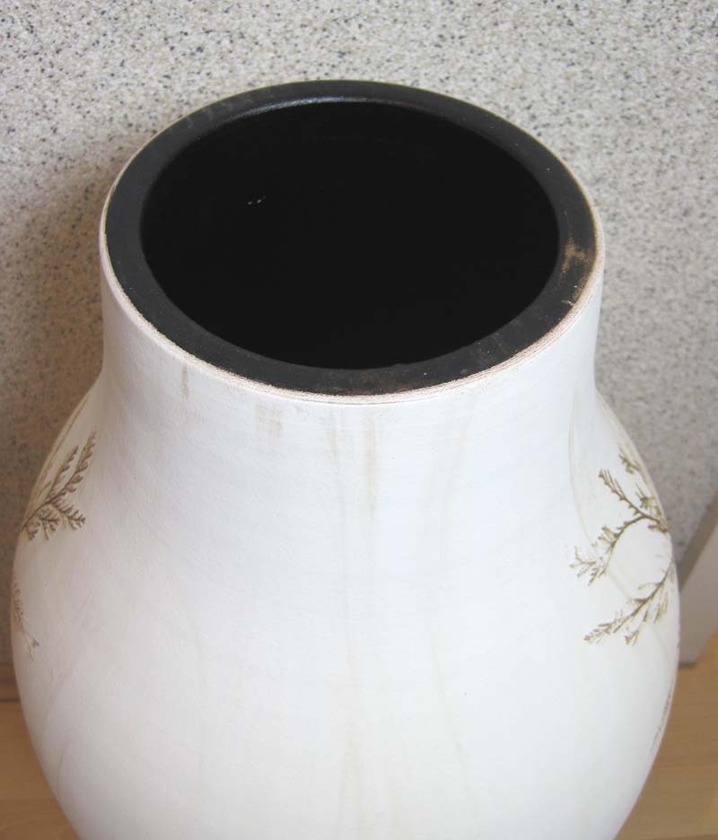 Keramik Vase Bodenvase "Zweig" Creme ca. 30x80cm B//H
