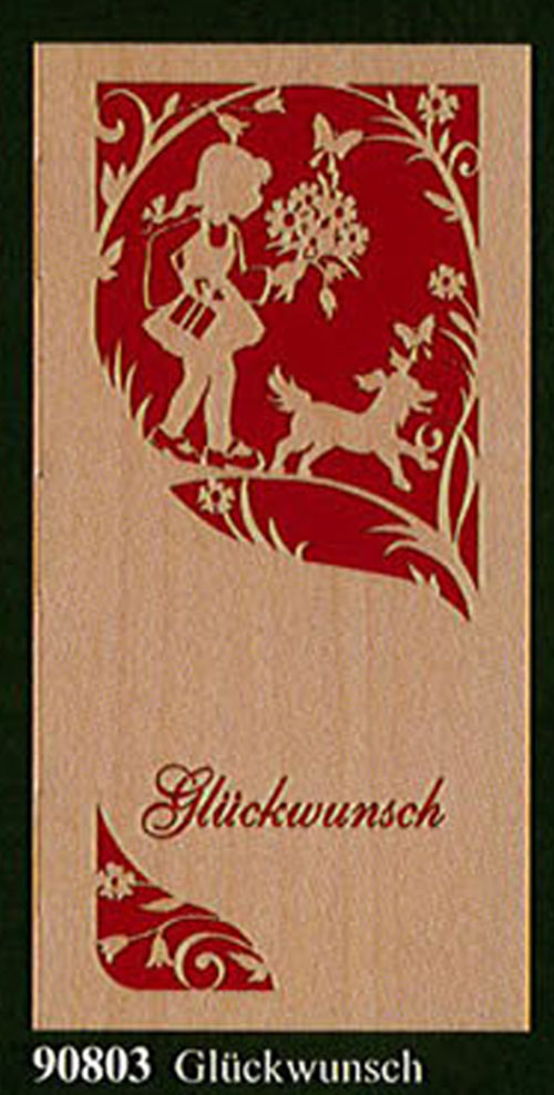 Glückwunschkarte "Glückwunsch" Klappkarte Furnier 21 x 10 cm