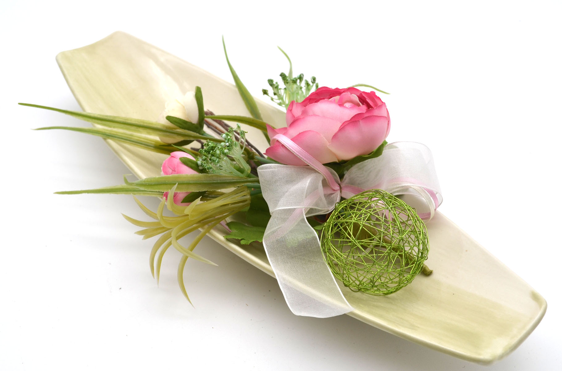 2 Stück Drahtbälle, Drahtkugeln Dekokugel apfelgrün 5 cm 