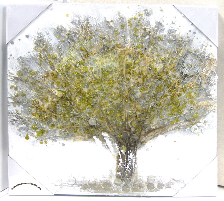 38737_gem_lde_baum_goldr_1 Gemälde Baum handgemalt naturfarbig-gold-silber ca. 50 x 50 cm(BxH)