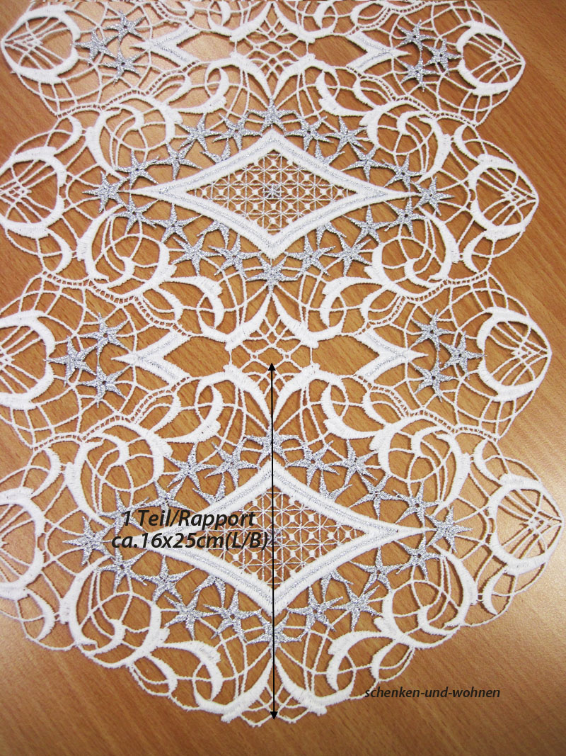 meterware_ecru_silber_667-10c2_25cm_breit_d1 1 Teil Plauener Spitze Schneidware , ecru-silber ca. 16cm lang / 25 cm breit