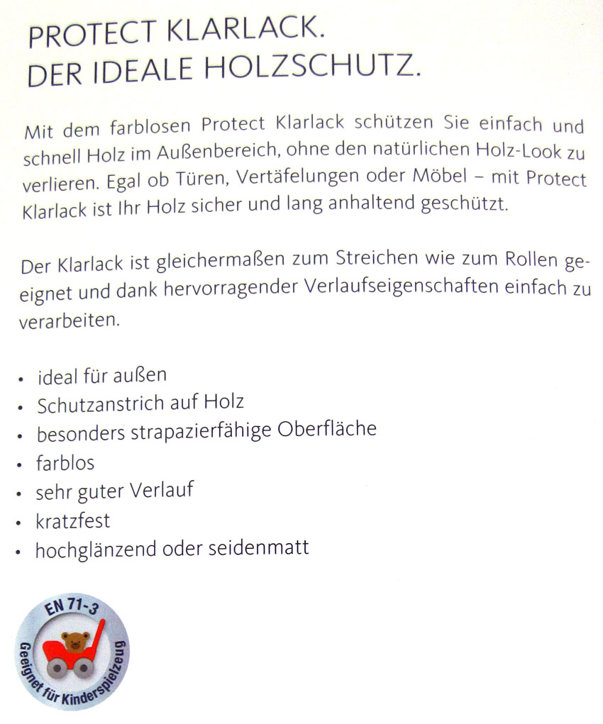 Protect Klarlack - Alkydharzlack, seidenmatt, farblos, 125 ml