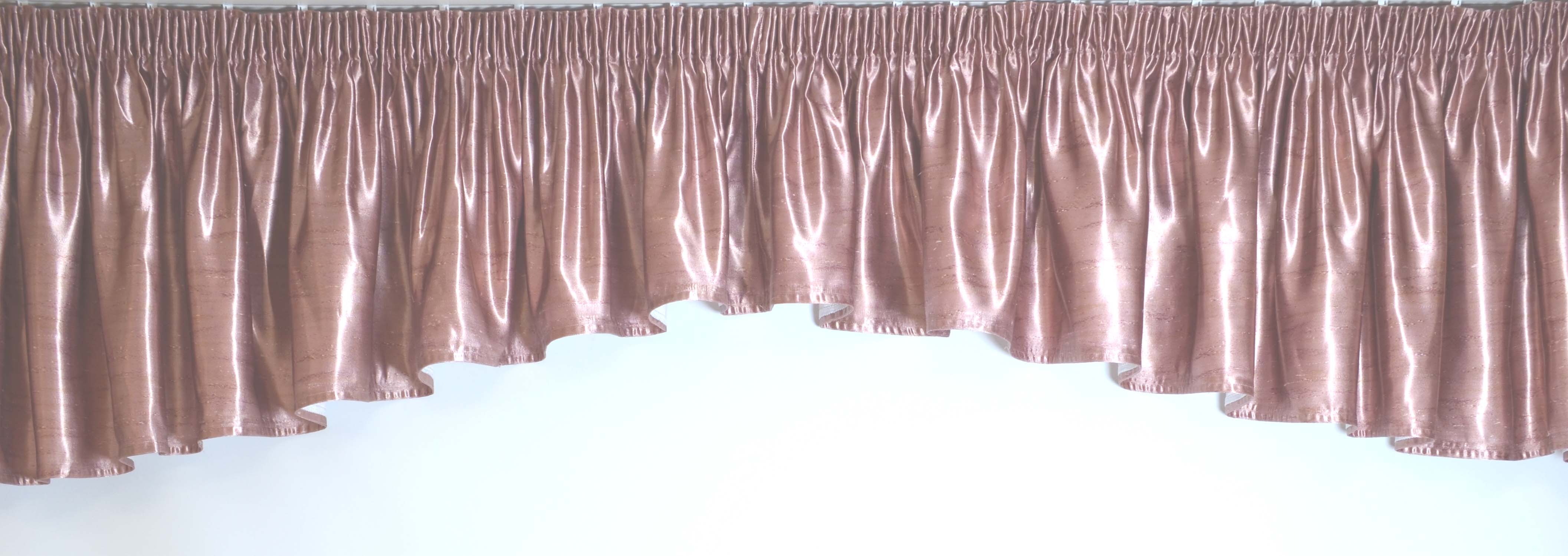 Eleganter Querbehang Rosenholz 310 cm – Satinstoff mit Flauschsmokband
