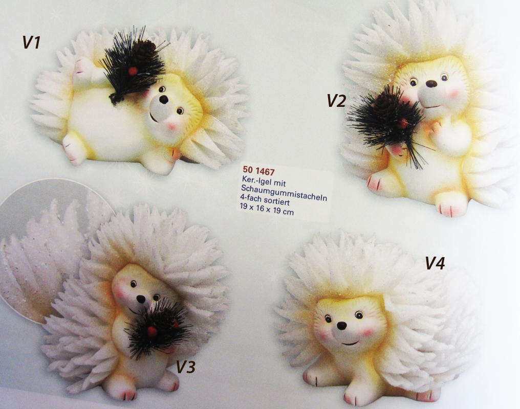 Igel "Niels" Weiß mit Schaumgummistacheln ca. 19 x 16 x 19 cm 4-fach sort.