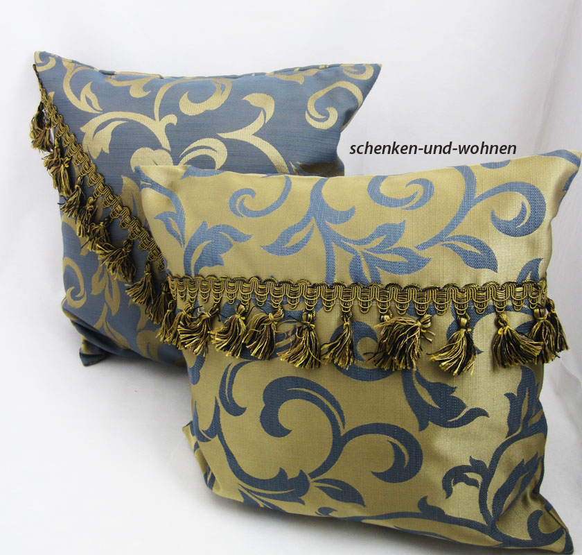 2er-Set Kissenhüllen grau/gold mit Ornamentmuster ca. 40 x 40 cm