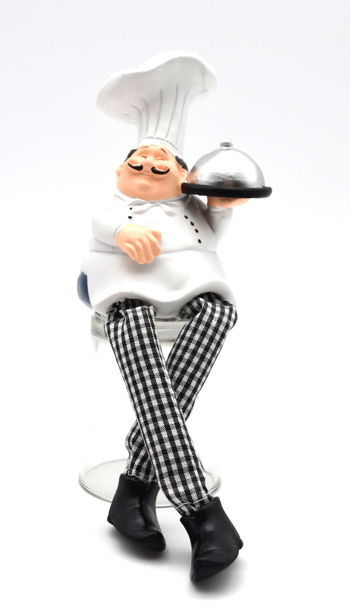 Kantensitzer Koch "Sternekoch" kariert weiss Kunstharz