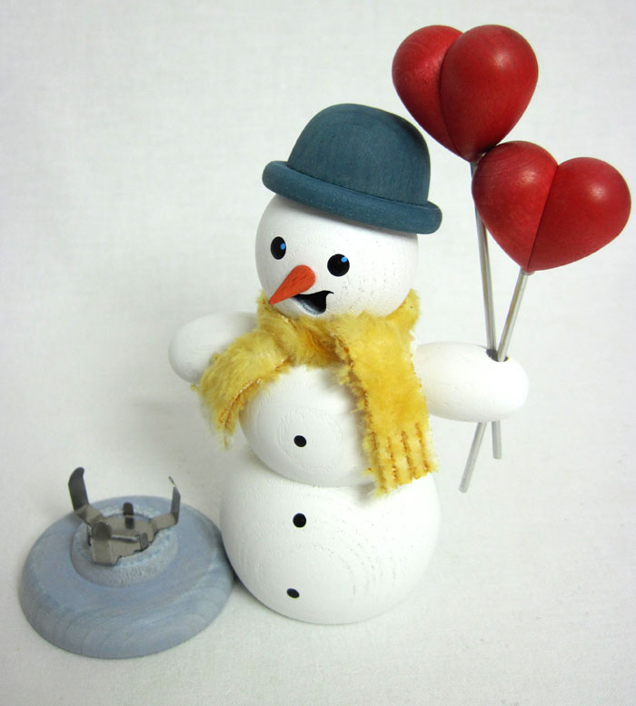 Räuchermann-Schneemann mit Herzen, Holz farbig ca. 13 cm