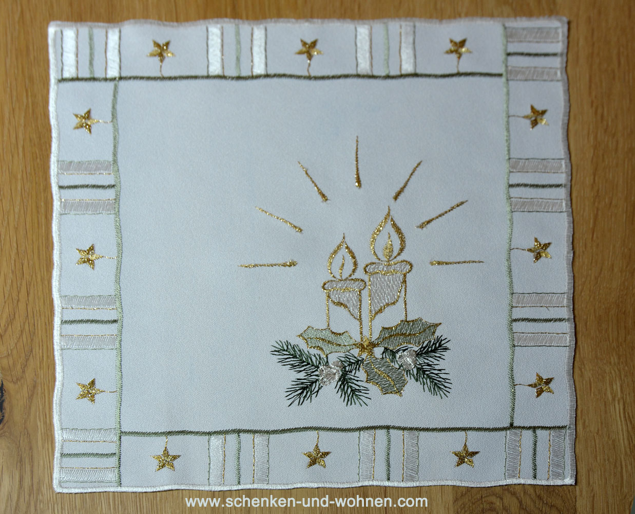 1805ldeckchen28x28mfzbYkGcHsLKE Deckchen Kerzenschein Fb. rohweiß 28 x 28 cm