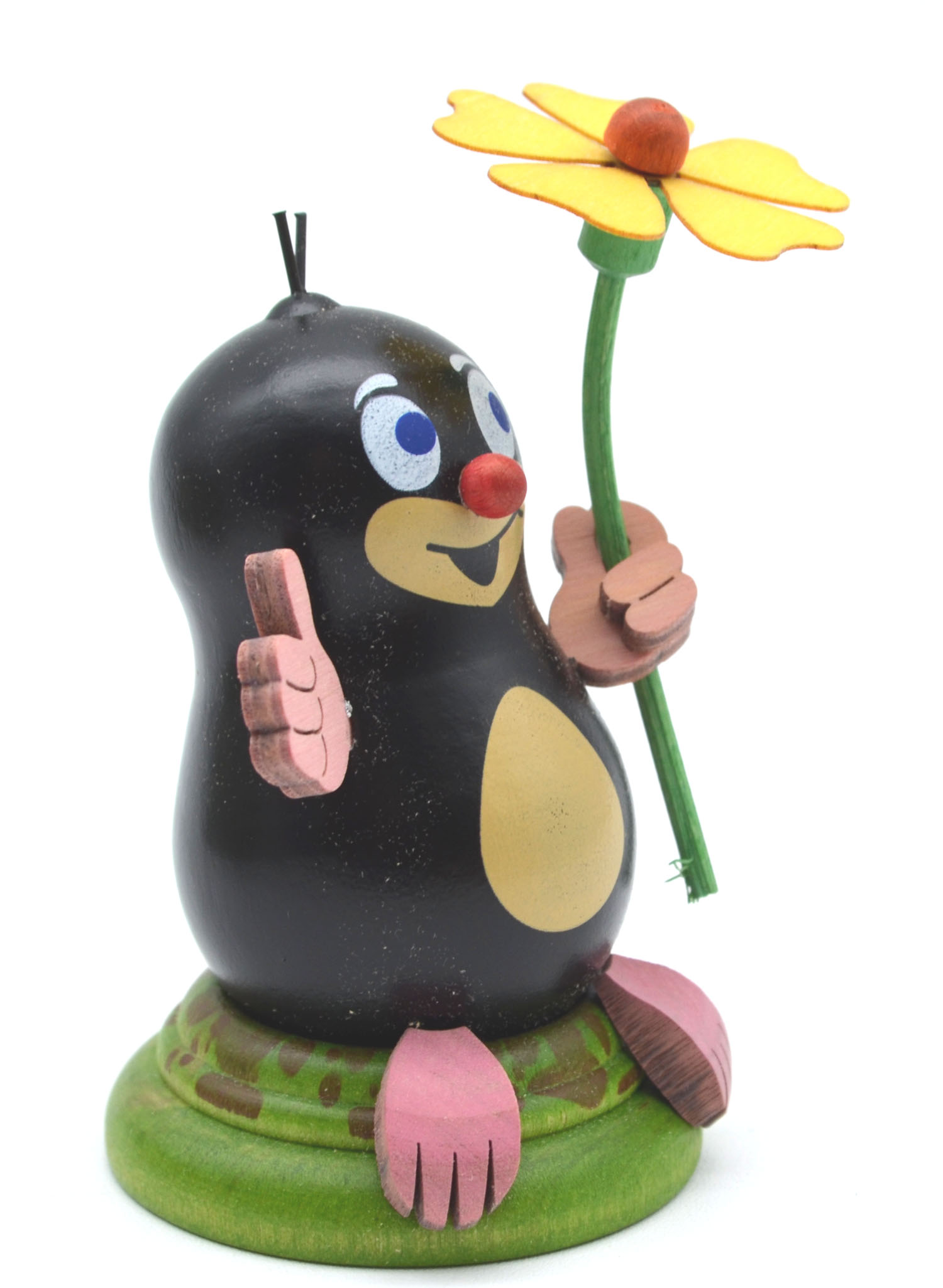 Maulwurf "Herbert" mit Blume ca. 7 cm hoch 