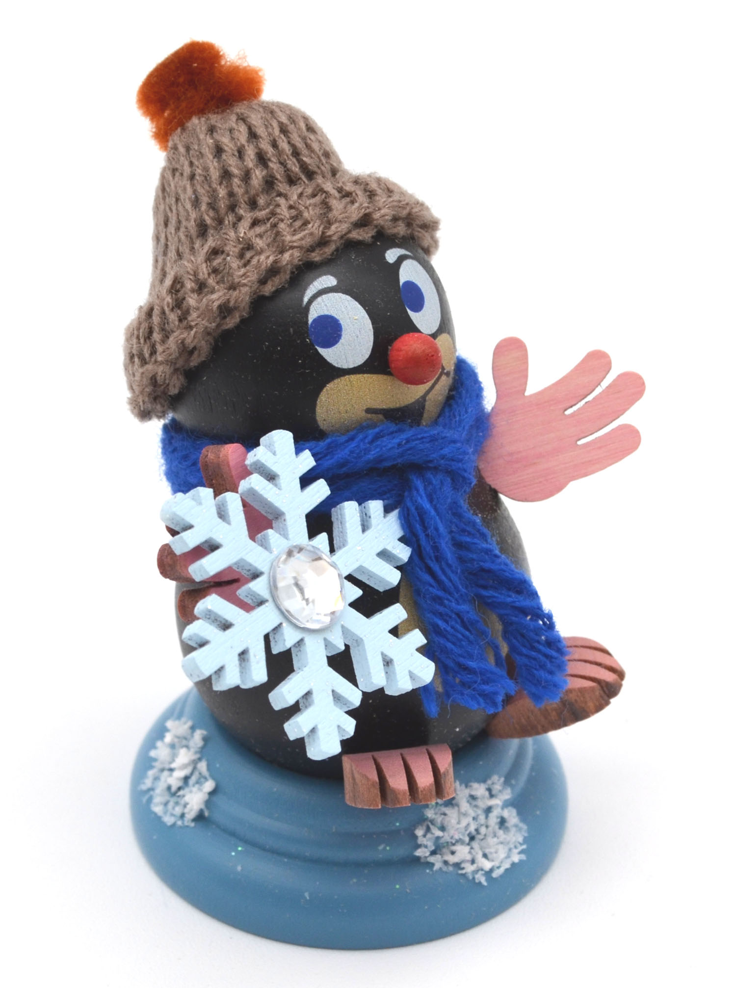 Maulwurf "Konrad" mit Schneestern ca. 7 cm hoch 