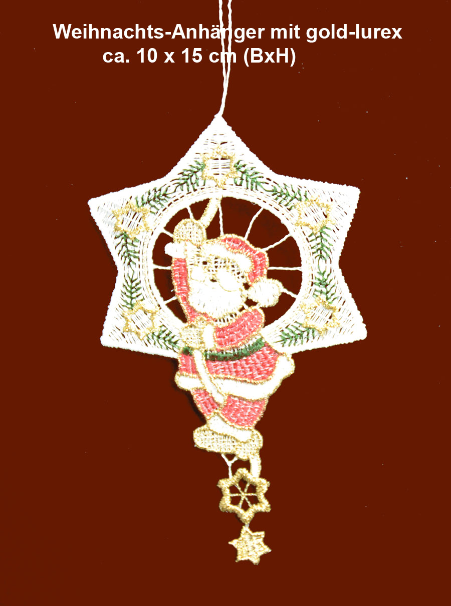 Weihnachtsanhänger 3er-Pack mit gold-lurex ca. 10,5x15 cm (BxH)