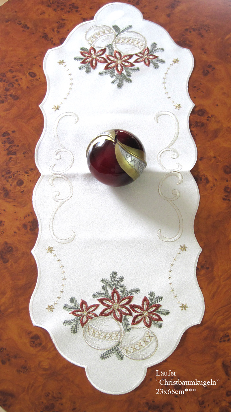 Tischläufer Christbaumkugeln Fb.sekt-mehrfarbig ca.23 x 68 cm