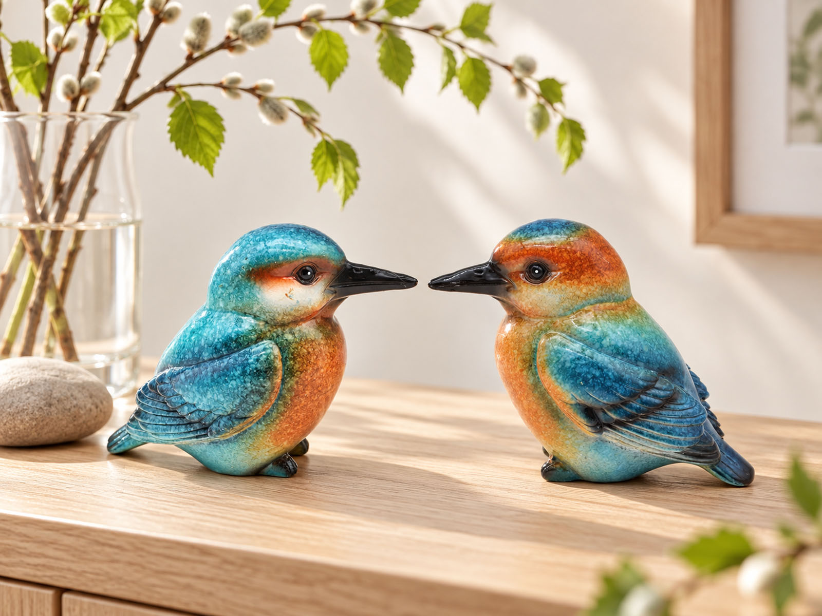 Eisvogel 10 cm aus Kunststein Handbemalt – Variante V1 oder V2