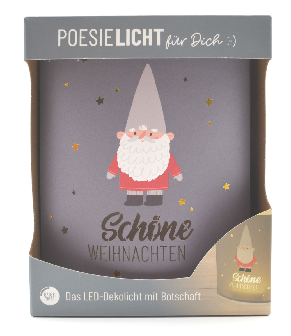 LED-Laterne Poesielicht Zwerg zum Stehen oder Hängen mit Timer 16x13,x5 cm 